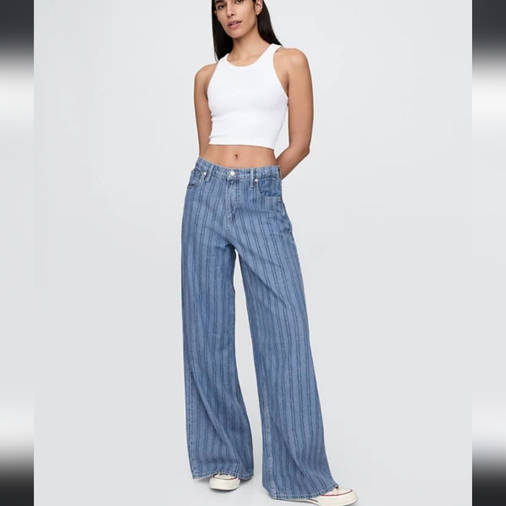 Wide Leg Striped Blue Women’s Jeans